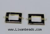 NGC872 30*40mm rectangle black agate gemstone connectors wholesale