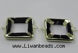 NGC885 35*35mm square black agate connectors wholesale