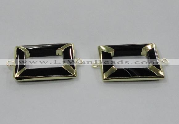 NGC886 30*40mm rectangle black agate connectors wholesale