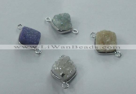 NGC93 12*12mm diamond druzy agate connectors wholesale