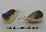 NGE04 12*25mm - 15*30mm freeform druzy amethyst earrings wholesale