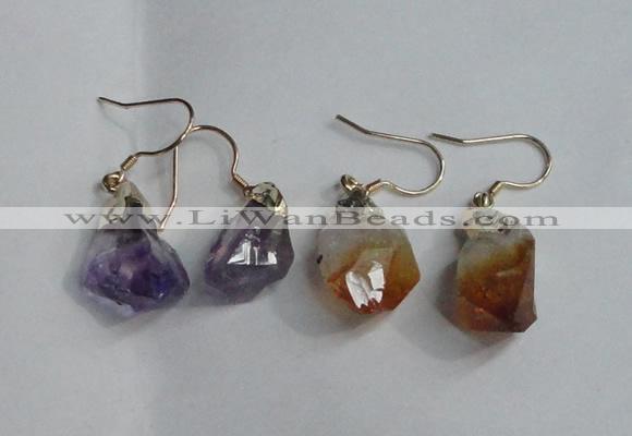 NGE10 13*18mm - 15*20mm nuggets amethyst & citrine earrings wholesale