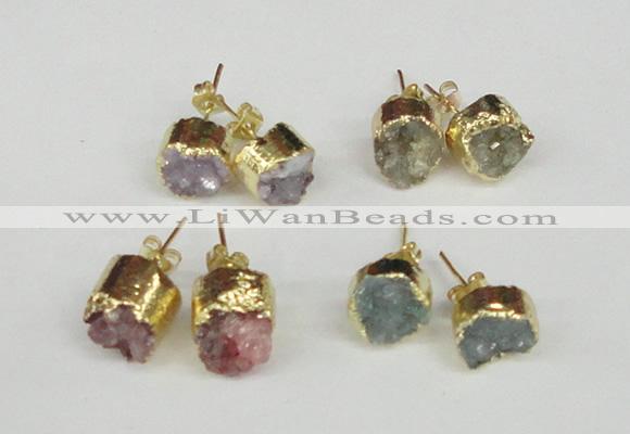 NGE105 8mm - 10mm freeform druzy agate gemstone earrings wholesale