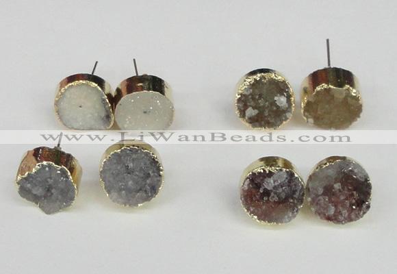 NGE107 14mm - 16mm freeform druzy agate gemstone earrings wholesale