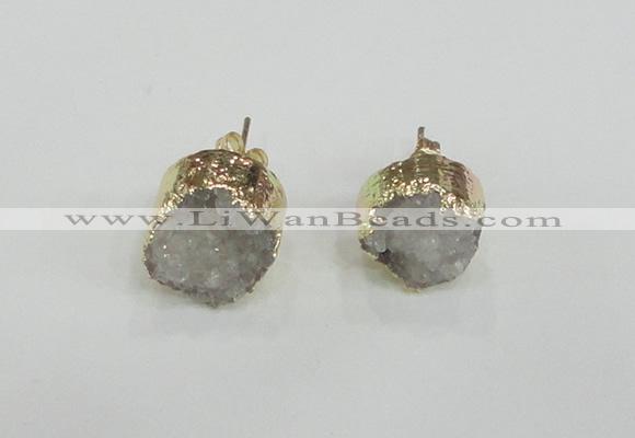 NGE114 12mm - 14mm freeform druzy quartz gemstone earrings