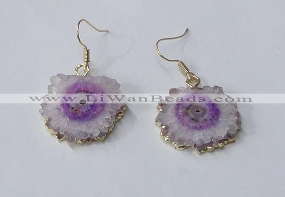 NGE130 18*20mm - 20*25mm freeform druzy agate gemstone earrings