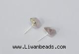 NGE166 4*6mm – 5*8mm freeform rose quartz gemstone earrings