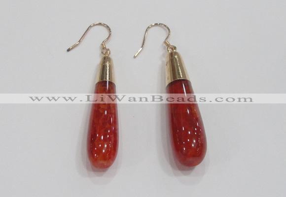 NGE19 10*40mm teardrop agate gemstone earrings wholesale