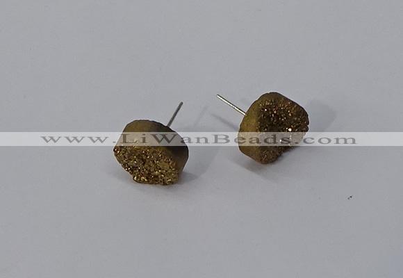 NGE222 12mm coin druzy agate gemstone earrings wholesale