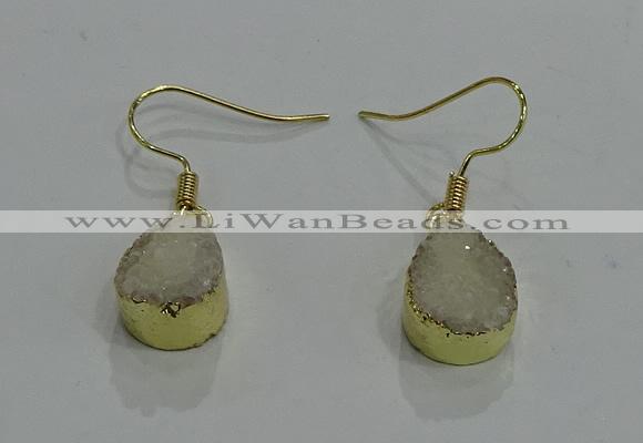 NGE242 10*12mm teardrop druzy agate gemstone earrings wholesale