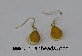 NGE243 10*12mm teardrop druzy agate gemstone earrings wholesale