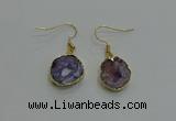 NGE259 13*18mm - 15*20mm freeform druzy agate earrings