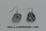 NGE261 13*18mm - 15*20mm freeform druzy agate earrings