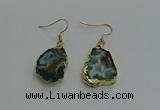 NGE262 13*18mm - 15*20mm freeform druzy agate earrings