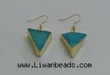 NGE269 18*22mm - 20*22mm triangle druzy agate earrings