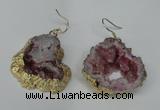 NGE30 30*35mm - 35*40mm freeform plated druzy agate earrings