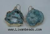 NGE31 30*35mm - 35*40mm freeform plated druzy agate earrings