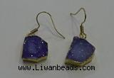 NGE322 10*14mm - 12*16mm freeform druzy agate gemstone earrings