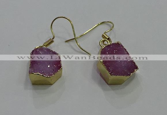 NGE323 10*14mm - 12*16mm freeform druzy agate gemstone earrings