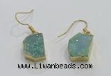 NGE325 10*14mm - 12*16mm freeform druzy agate gemstone earrings