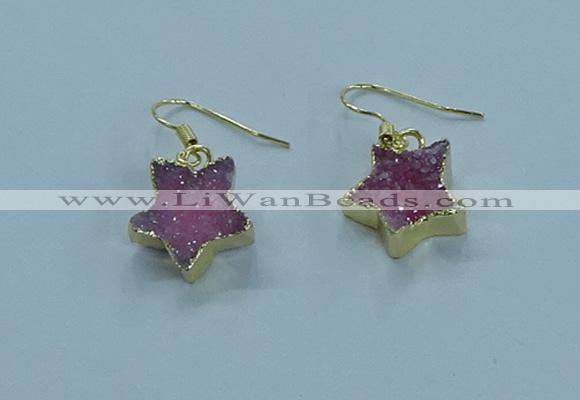 NGE348 14mm - 16mm star druzy agate earrings wholesale