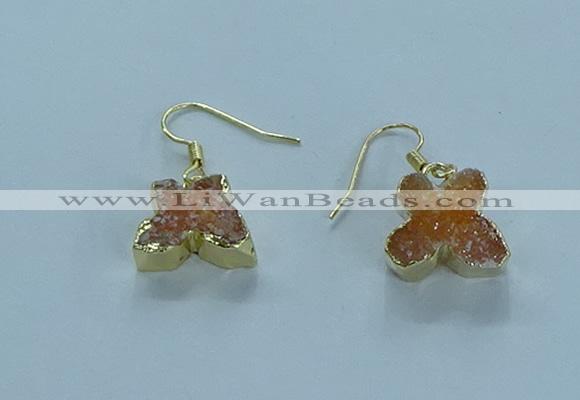 NGE354 10*14mm - 12*16mm butterfly druzy agate earrings wholesale