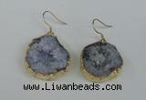 NGE36 20*25mm - 25*30mm freeform plated druzy agate earrings