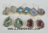 NGE39 20*25mm - 25*30mm freeform plated druzy agate earrings