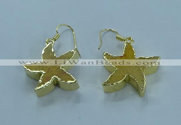 NGE390 20mm - 22mm starfish druzy agate earrings wholesale