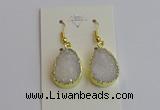 NGE401 15*20mm teardrop AB-color druzy agate gemstone earrings