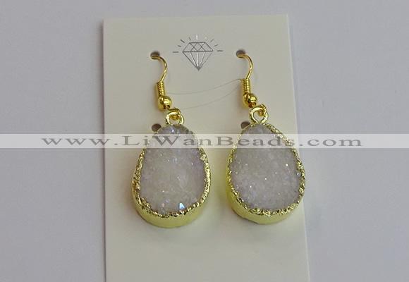 NGE401 15*20mm teardrop AB-color druzy agate gemstone earrings