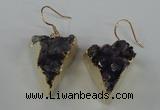 NGE41 18*22mm - 20*25mm triangle druzy amethyst earrings