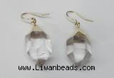 NGE43 12*20mm - 15*25mm faceted nuggets white crystal earrings