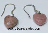 NGE430 10*10mm heart-shaped rhodonite earrings wholesale