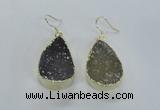 NGE47 20*28mm - 22*30mm teardrop druzy agate earrings