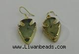 NGE5006 18*25mm - 20*30mm arrowhead green rutilated quartz earrings