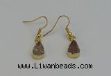 NGE5020 8*12mm teardrop druzy agate gemstone earrings wholesale