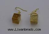 NGE5083 10*15mm cube citrine gemstone earrings wholesale