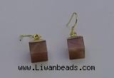 NGE5094 10*15mm cube moonstone gemstone earrings wholesale