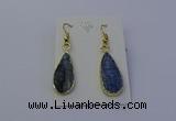 NGE5104 12*25mm flat teardrop blue kyanite earrings wholesale