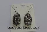 NGE5121 10*22mm - 12*25mm freeform plated druzy quartz earrings