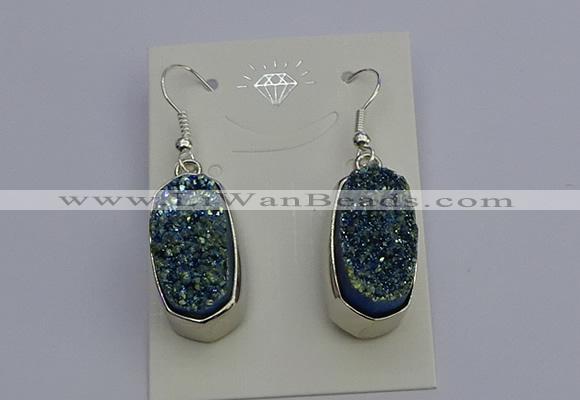 NGE5123 10*22mm - 12*25mm freeform plated druzy quartz earrings