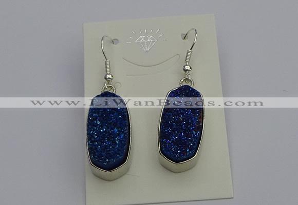 NGE5125 10*22mm - 12*25mm freeform plated druzy quartz earrings