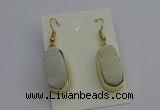 NGE5130 10*22mm - 12*25mm freeform plated druzy quartz earrings