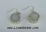 NGE68 15mm coin druzy agate gemstone earrings wholesale