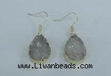 NGE73 13*18mm teardrop druzy agate gemstone earrings wholesale