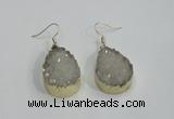 NGE76 20*30mm teardrop druzy agate gemstone earrings wholesale