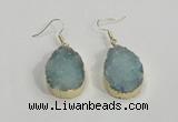 NGE77 20*30mm teardrop druzy agate gemstone earrings wholesale