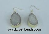 NGE90 18*25mm teardrop druzy agate gemstone earrings wholesale