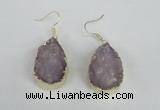 NGE95 20*30mm teardrop druzy agate gemstone earrings wholesale